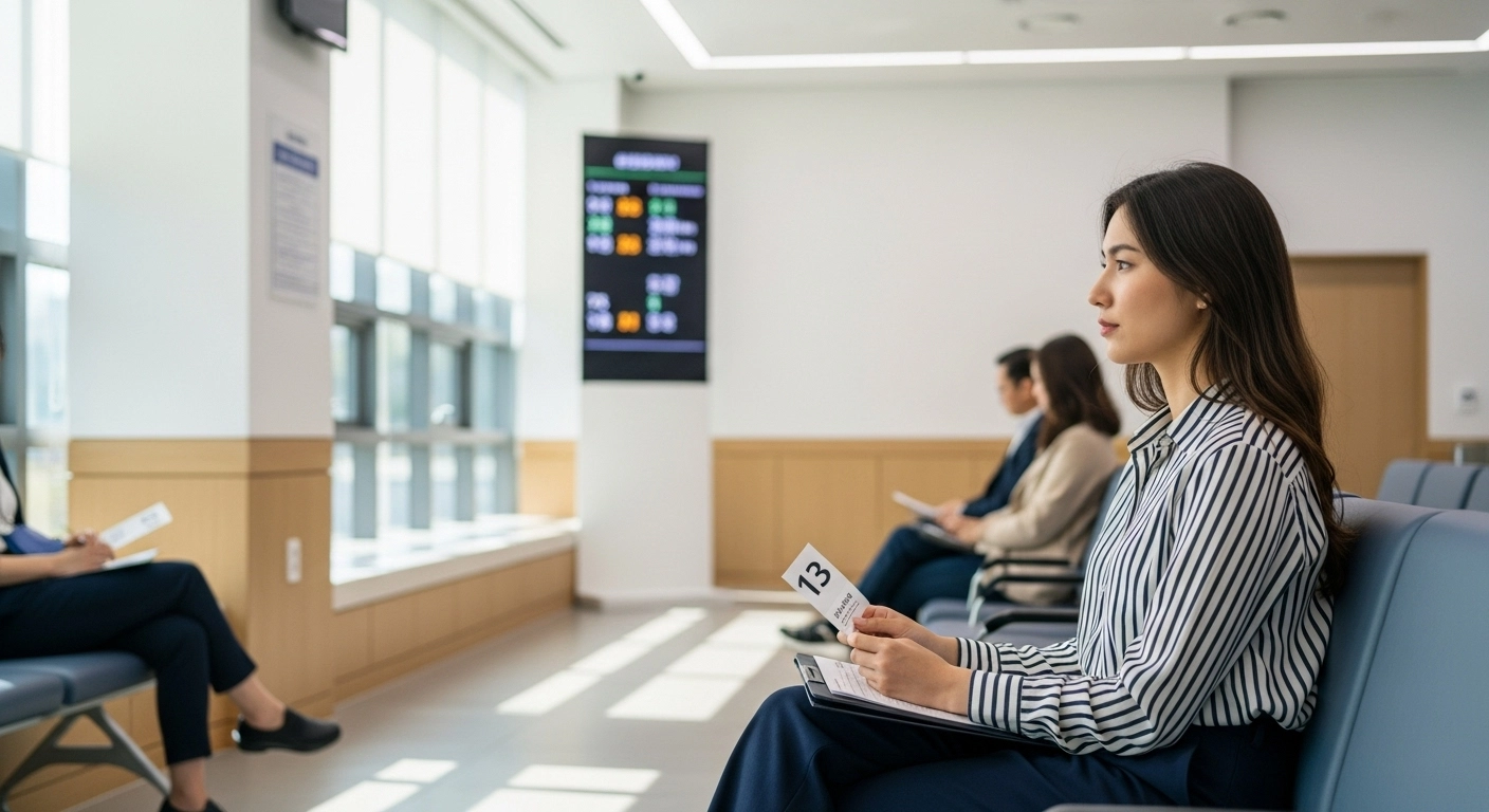 Foreigner using Korean phrases government offices counter in Korea