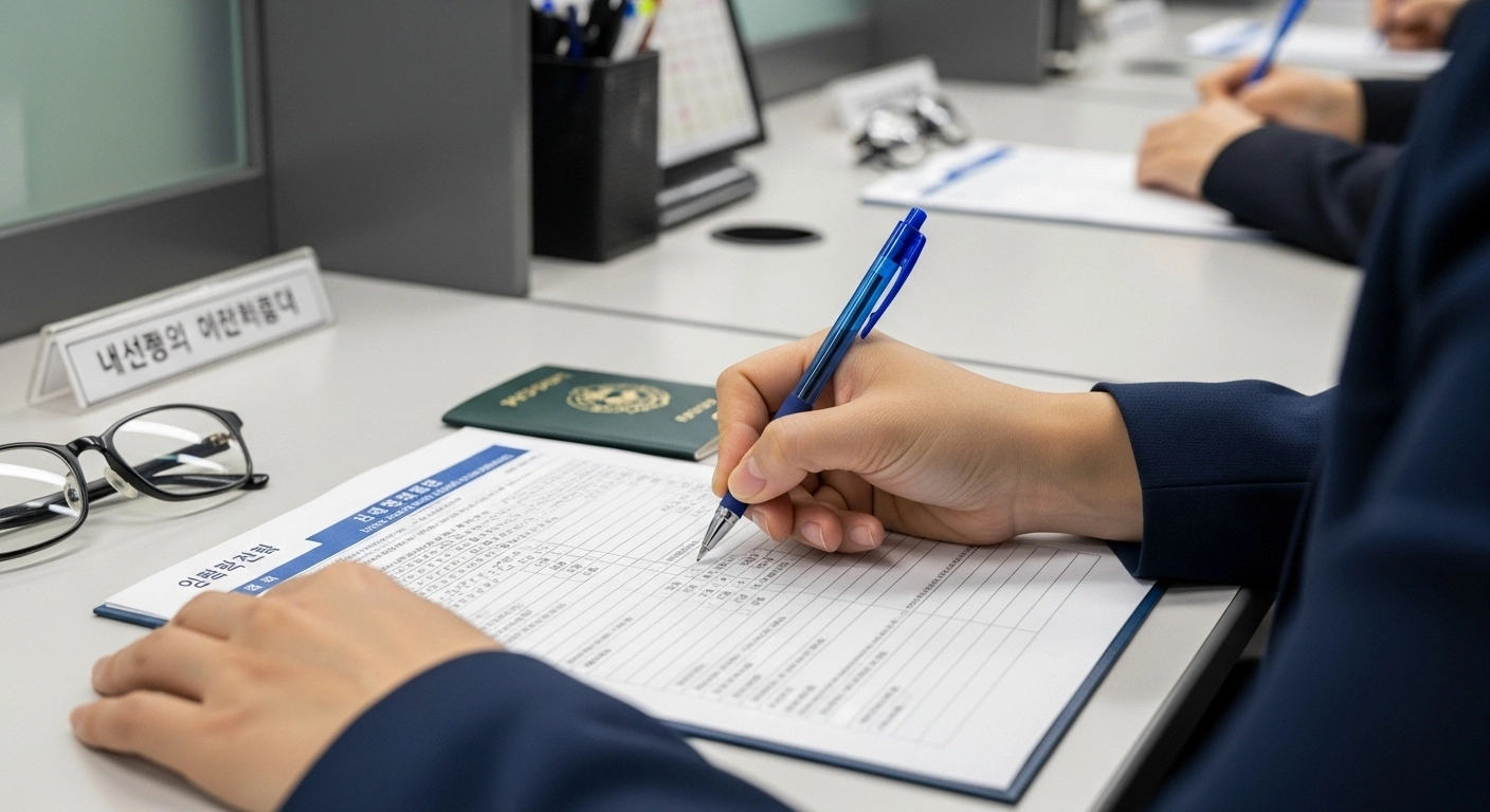 Foreigner using Korean phrases government offices application form