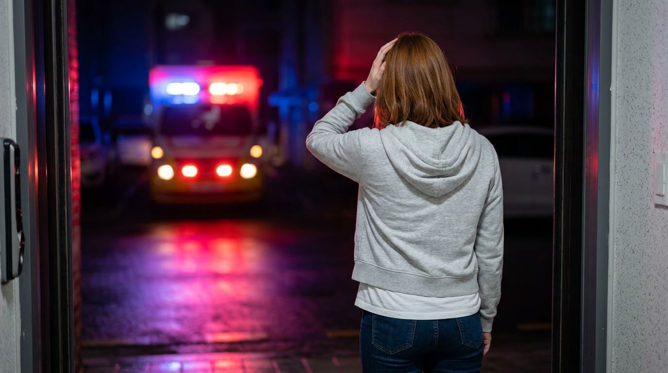 Foreigner frozen in panic under ambulance lights at night, the moment korea emergency numbers foreigners save decide everything
